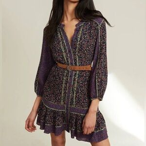 VERONICA BEARD Xanita Purple Green
Floral Crepe Mini Dress Size 2